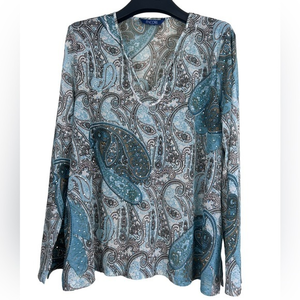 Encore paisley print sheer blouse‎ sequinned size 3x